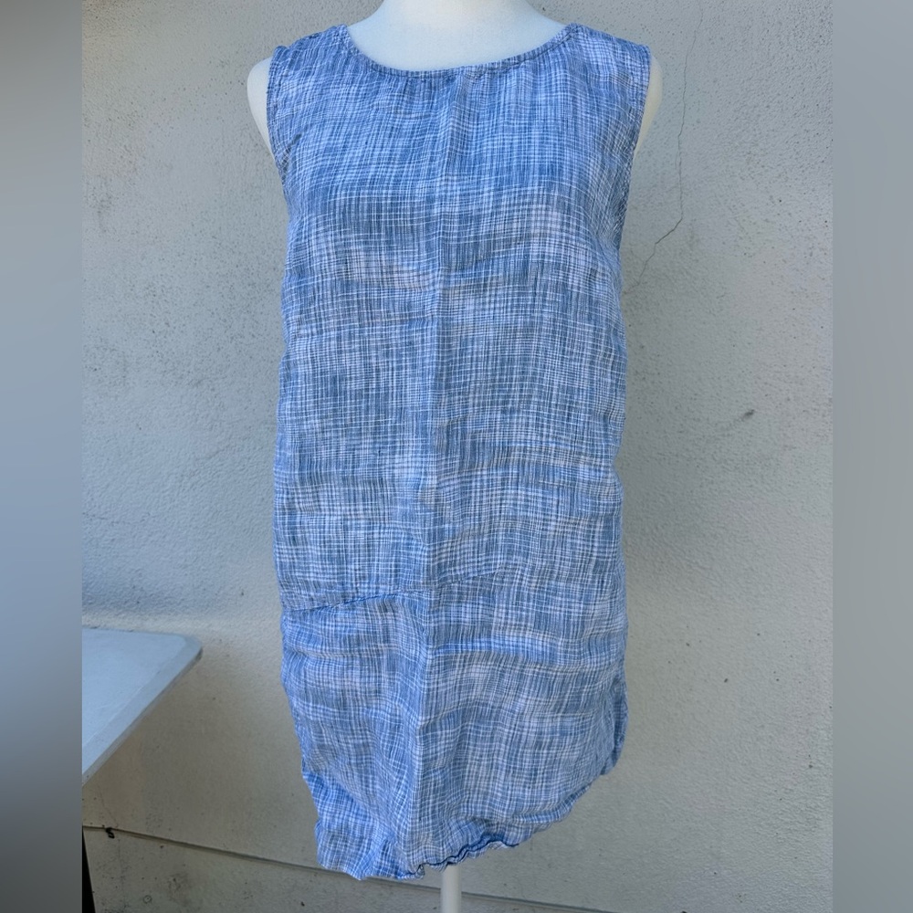 Blue and White Boxy Tank Top Tunic